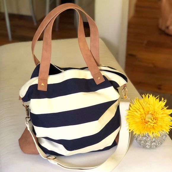 Merona Handbags - Merona Blue/White Striped Shoulder Bag EUC!